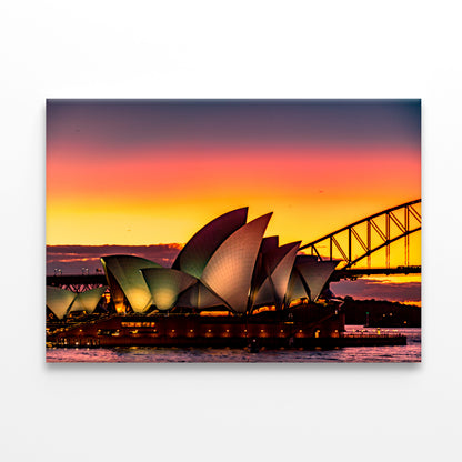 Sydney Opera House Evening Waterfront View Wall Art Decor 100% Australian Made