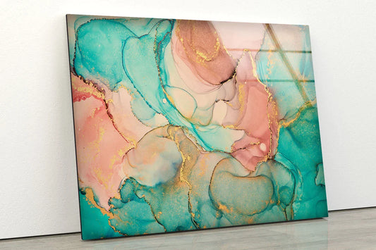 Green & Pink Abstract UV Direct Aluminum Print Australian Made Quality