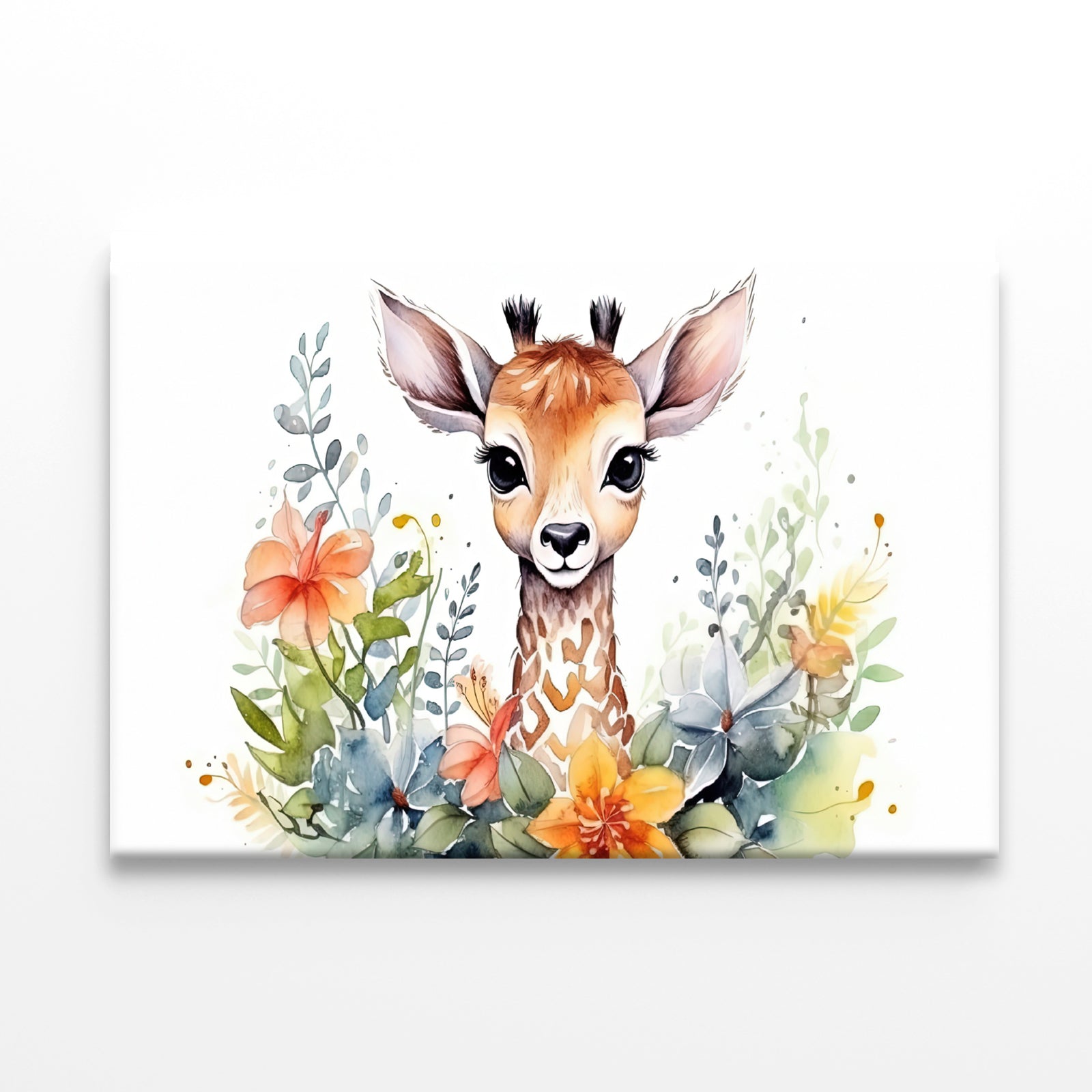 Baby Giraffe in Flower Blossom Garden Print 100% Australian Made - Bella Home Decor