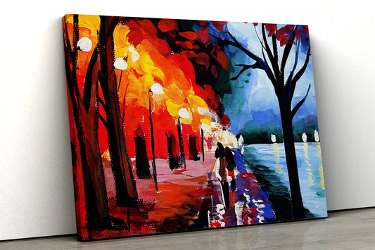 Autumn Forest orange yellow red trees oil painting UV Direct Aluminum Print Australian Made Quality