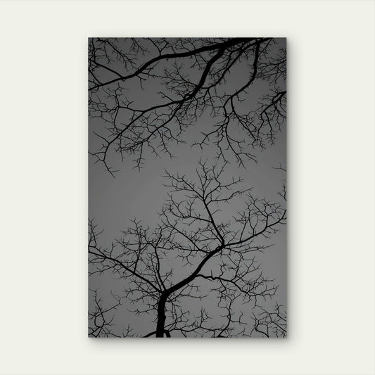Gothic Spooky Bare Tree Branch Silhouette 40x60cm Metal Print Ready to Hang