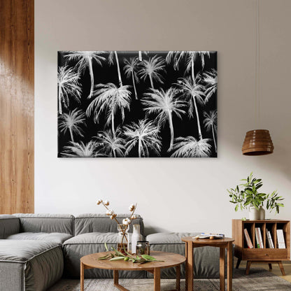 Black White Tropical Palm Tree Pattern Wall Art Decor 100% Australian Made