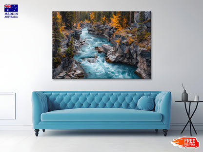 A River Flowing Through a Rocky Area 90x60cm Print 100% Australian Made