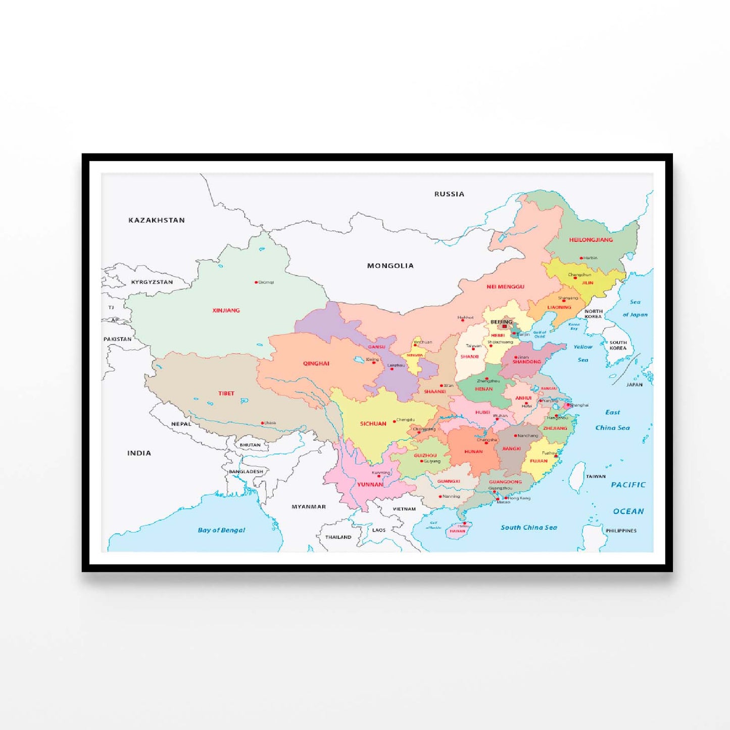 Administrative Divisions of China Home Decor Premium Quality Poster Print Choose Your Sizes