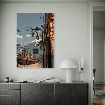 Japanese Street Light Against Sky 40x60cm Metal Print Ready to Hang