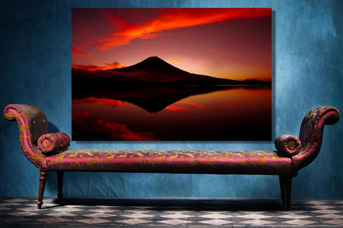 Mount Fuji Sunset Minimalist UV Direct Aluminum Print Australian Made Quality