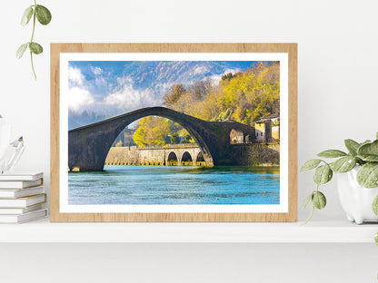 Arches Of The Devil's Bridge Glass Framed Wall Art, Ready to Hang Quality Print With White Border Oak