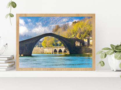 Arches Of The Devil's Bridge Glass Framed Wall Art, Ready to Hang Quality Print Without White Border Oak