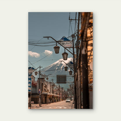 Japanese Street Light Against Sky 40x60cm Metal Print Ready to Hang