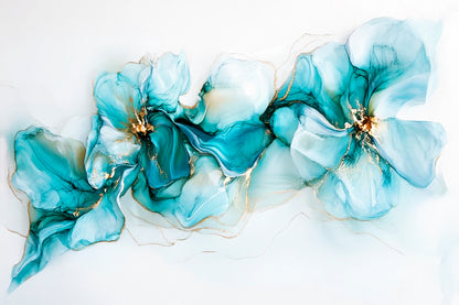 Modern Blue White Flowers Design Wall Art Decor 100% Australian Made - Bella Home Decor