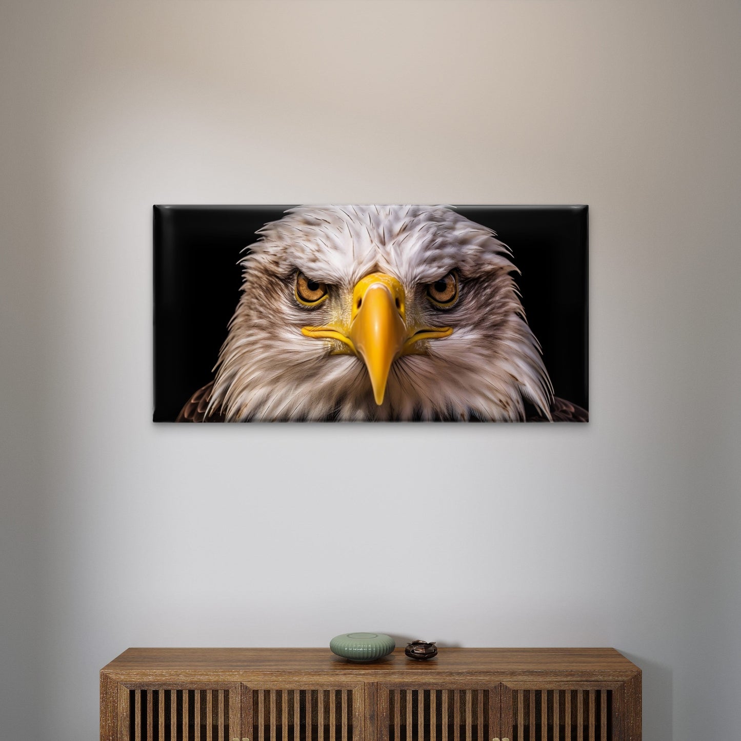 American Bald Eagle Head Close Up Majestic Bird Wall Art Canvas Office Home Room Framed 120x60cm
