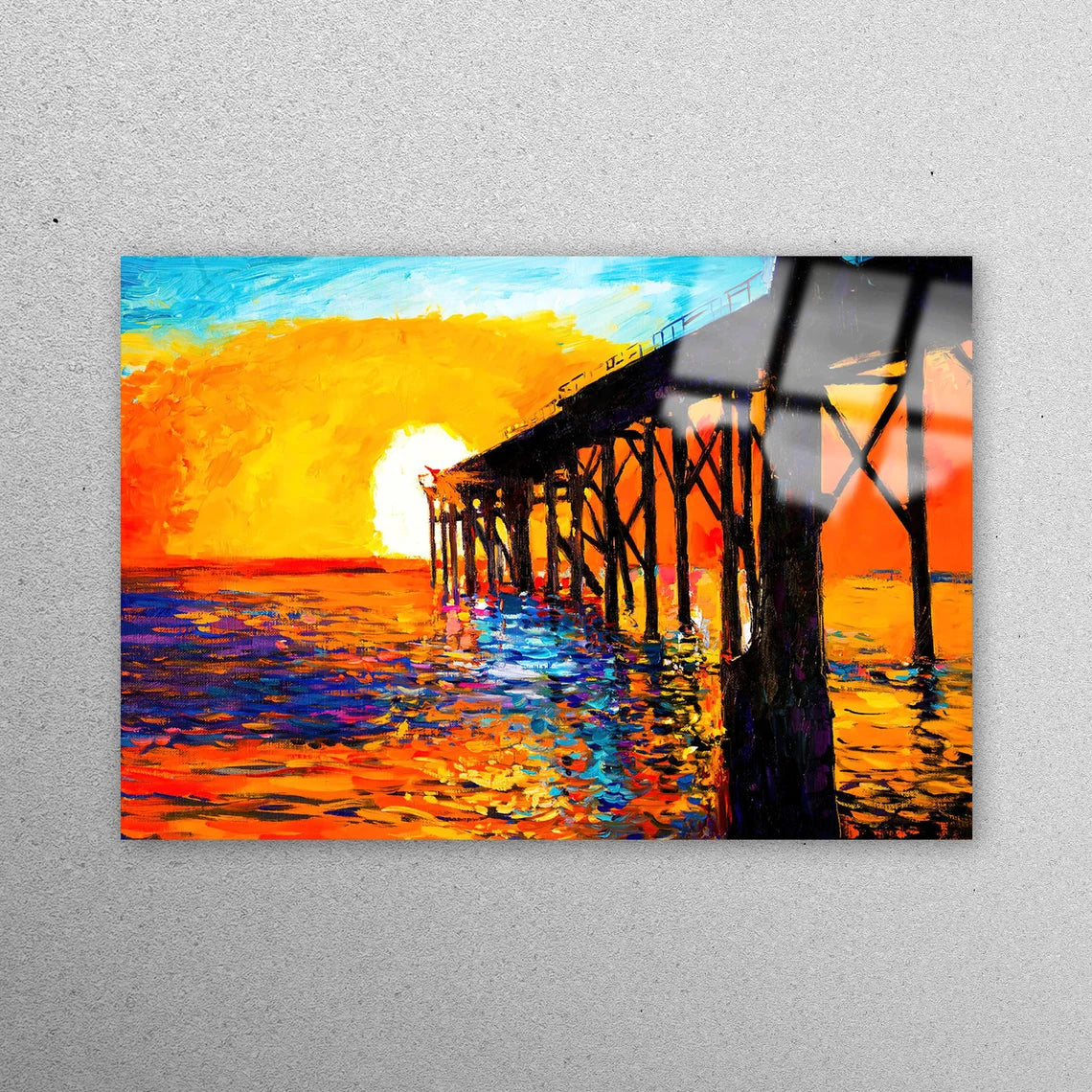 Dock Sea Sunset Wall Art Acrylic Glass Print Tempered Glass Wall Art 100% Made in Australia Ready to Hang