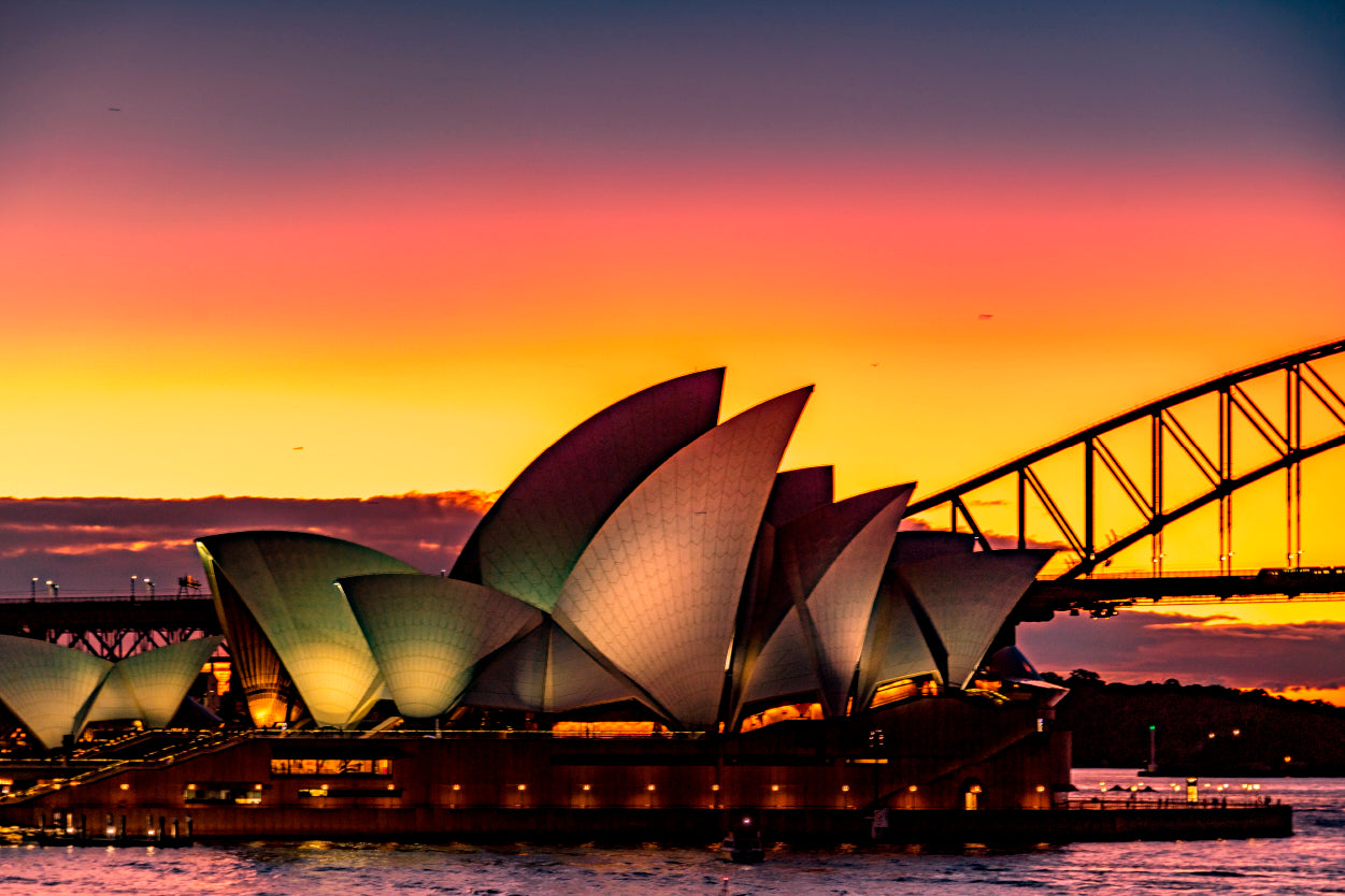 Sydney Opera House Evening Waterfront View Wall Art Decor 100% Australian Made