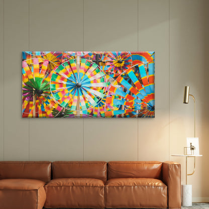 Rainbow Wind Spinner Pinwheels Wall Art Canvas Office Home Room Framed 120x60cm - Bella Home Decor
