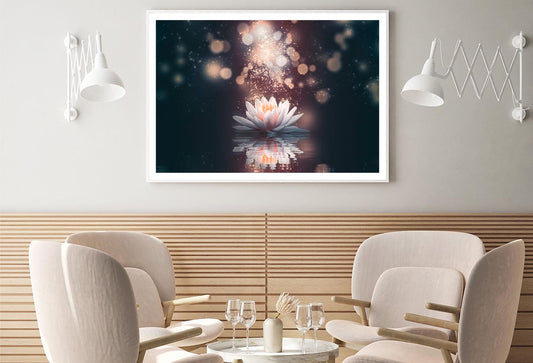 White Flower Floating in The Water with Sparkles Home Decor Premium Quality Poster Print Choose Your Sizes