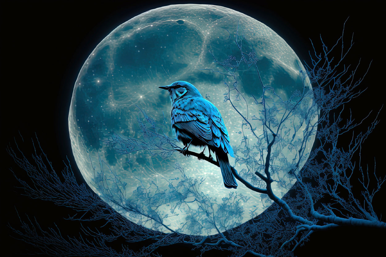 Bird, the Moon, and a Blue Night Home Decor Premium Quality Poster Print Choose Your Sizes