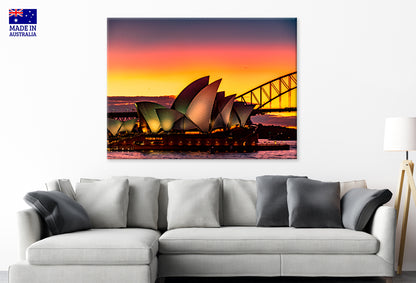 Sydney Opera House Evening Waterfront View Wall Art Decor 100% Australian Made