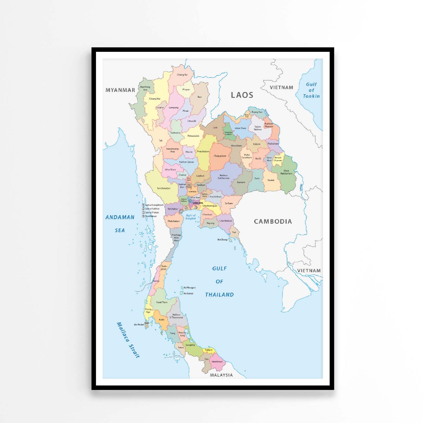 Thailand Administrative Map Home Decor Premium Quality Poster Print Choose Your Sizes