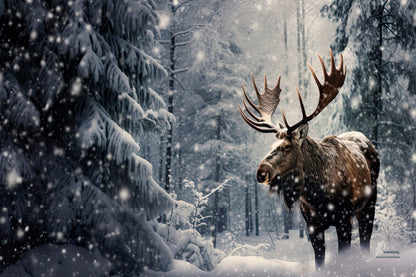 Moose In a Snow-Covered Forest Home Decor Premium Quality Poster Print Choose Your Sizes