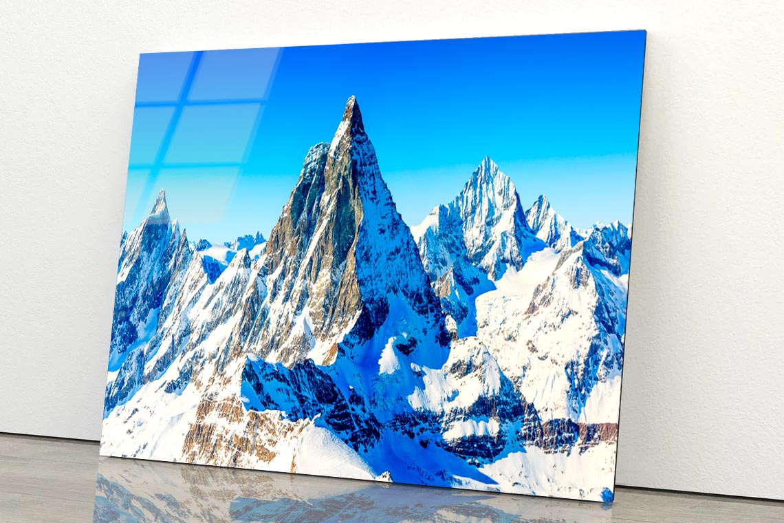 Snow With Mountain View Acrylic Glass Print Tempered Glass Wall Art 100% Made in Australia Ready to Hang - Bella Home Decor