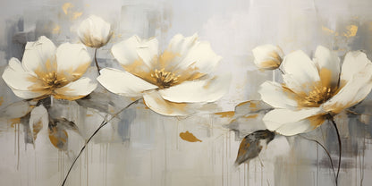 Palette Knife White Blossom Wall Art Canvas Office Home Room Framed 120x60cm - Bella Home Decor
