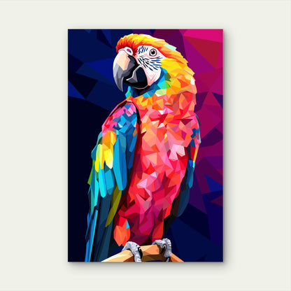 Colorful Mosaic Macaw Parrot Bird 40x60cm Metal Print Ready to Hang