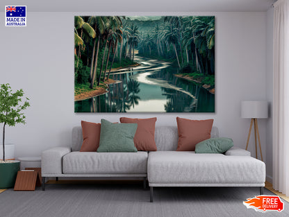 Tropical Forest with Trees, Lake Print 100% Australian Made - Bella Home Decor