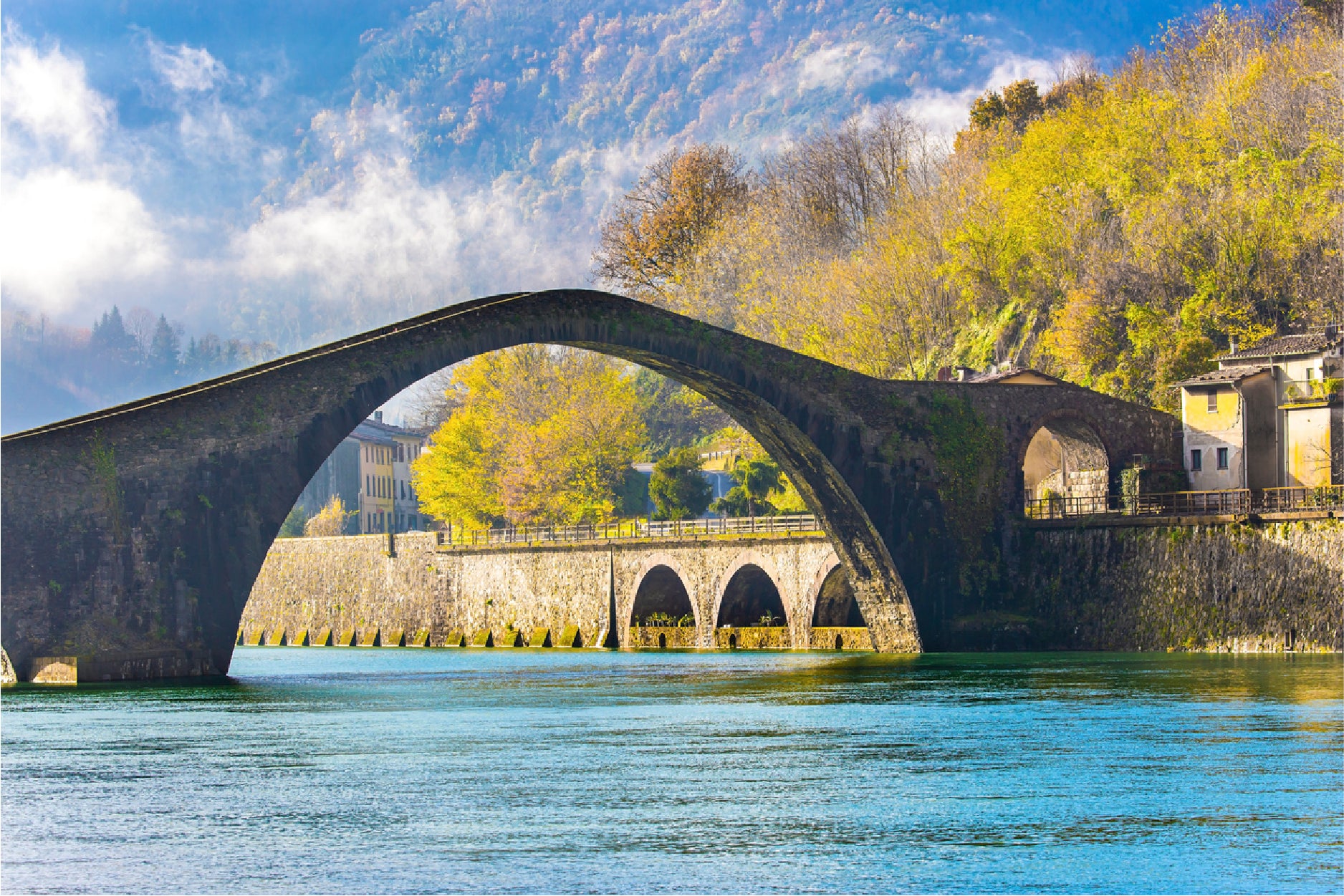 Arches Of The Devil's Bridge Glass Framed Wall Art, Ready to Hang Quality Print