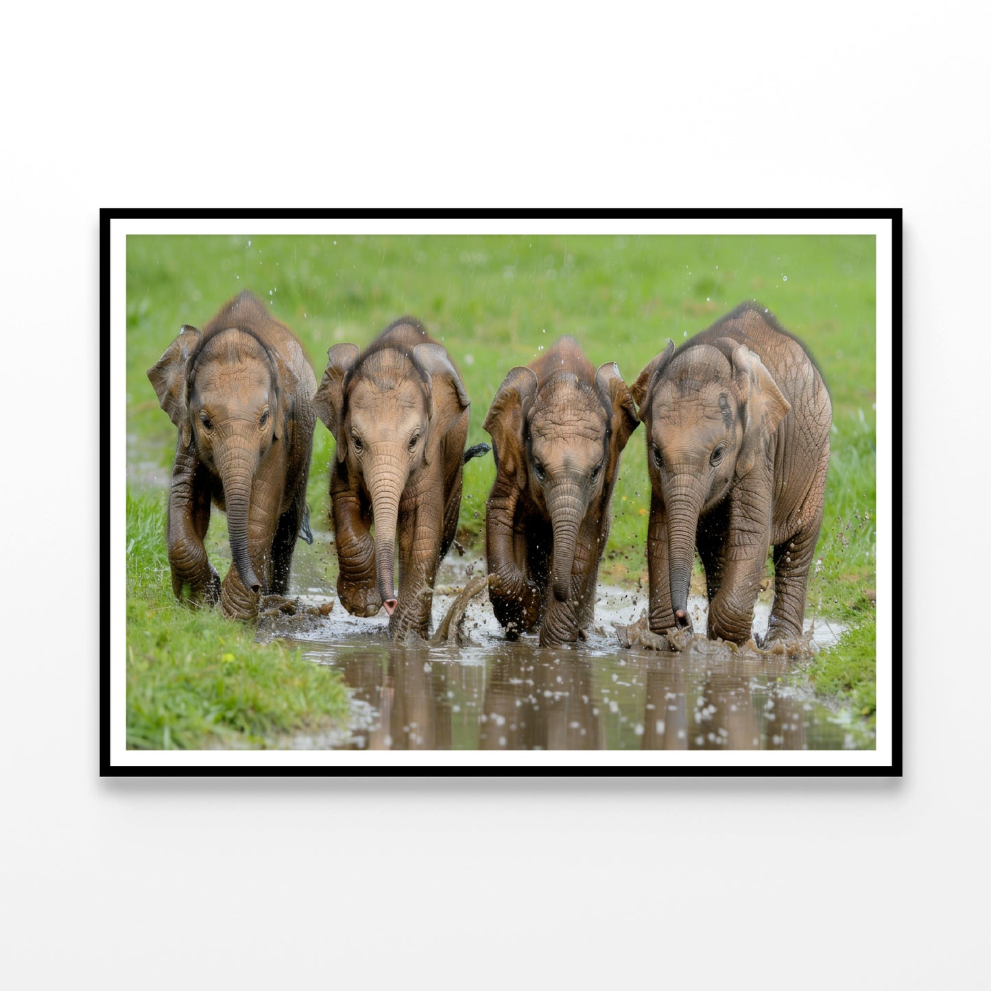 A Group of Elephants Peacefully Grazing Home Decor Premium Quality Poster Print Choose Your Sizes - Bella Home Decor