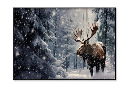 Moose In a Snow-Covered Forest Home Decor Premium Quality Poster Print Choose Your Sizes