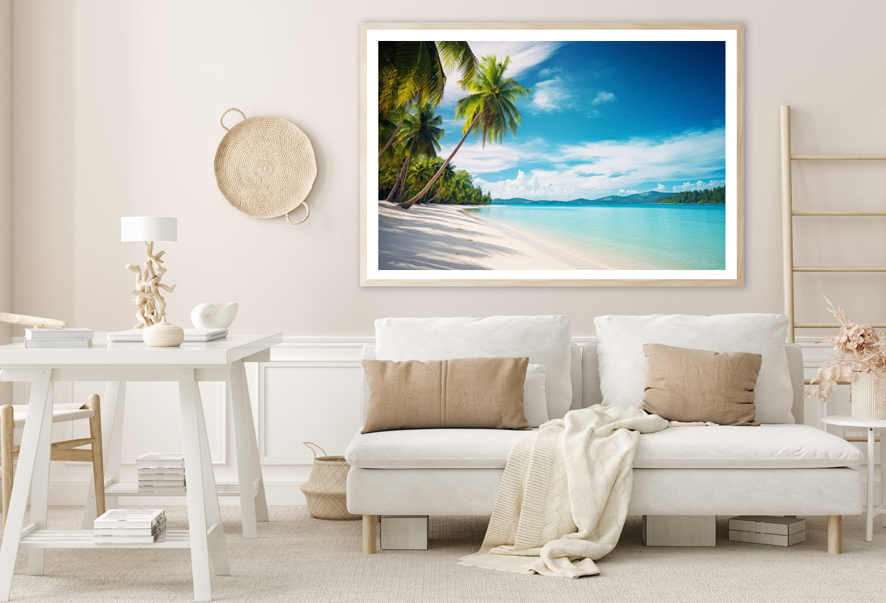 Beach with Palm Trees & a Clear Sky Home Decor Premium Quality Poster Print Choose Your Sizes