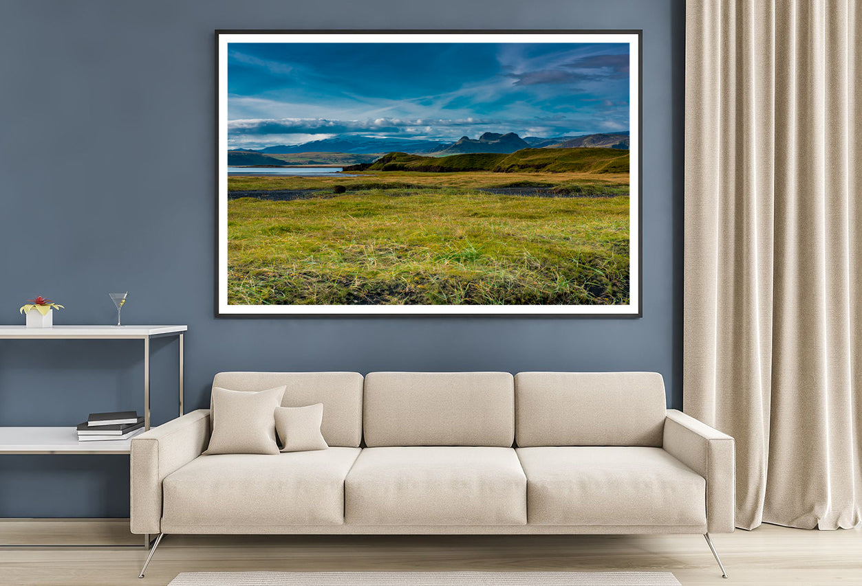 Green Grass Lands with Blue Sky Home Decor Premium Quality Poster Print Choose Your Sizes