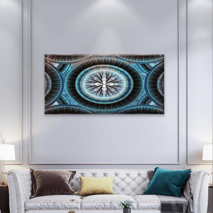 3D Fractal Geometric Mandala Pattern Wall Art Canvas Office Home Framed 120x60cm