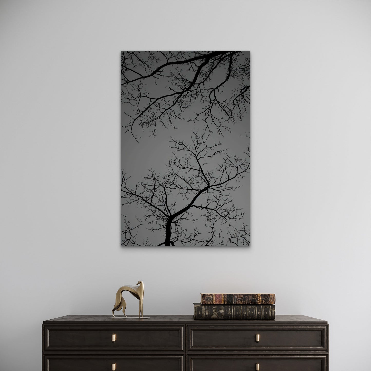 Gothic Spooky Bare Tree Branch Silhouette 40x60cm Metal Print Ready to Hang