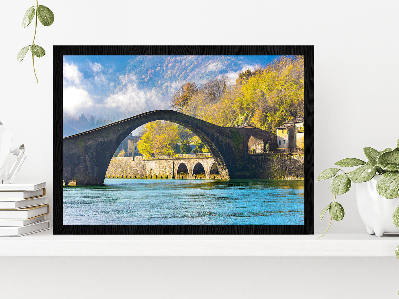 Arches Of The Devil's Bridge Glass Framed Wall Art, Ready to Hang Quality Print Without White Border Black