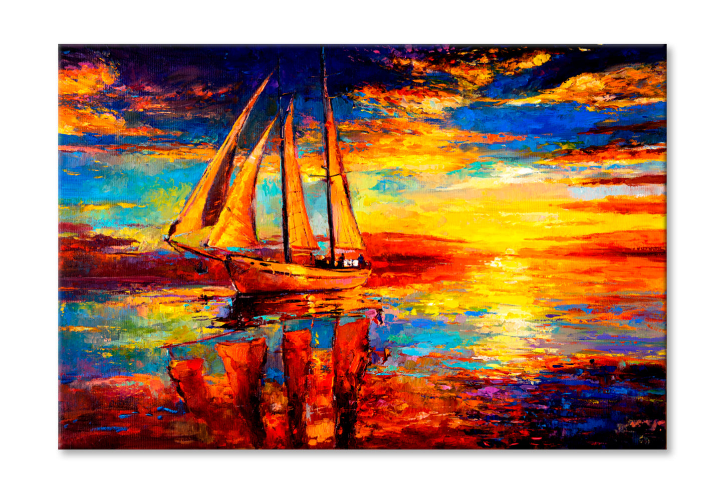 Seascape View Oil Painting Wall Art Limited Edition High Quality Print Stretched Canvas None