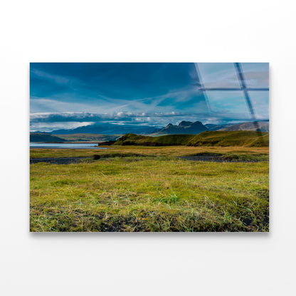 Green Grass Lands with Blue Sky Acrylic Glass Print Tempered Glass Wall Art 100% Made in Australia Ready to Hang