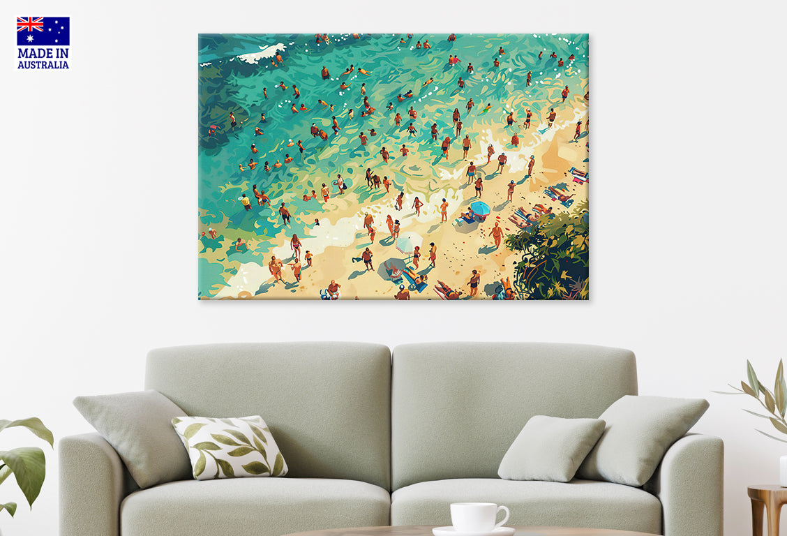 Nature Summer Hawaii Beach with People Wall Art Decor 100% Australian Made
