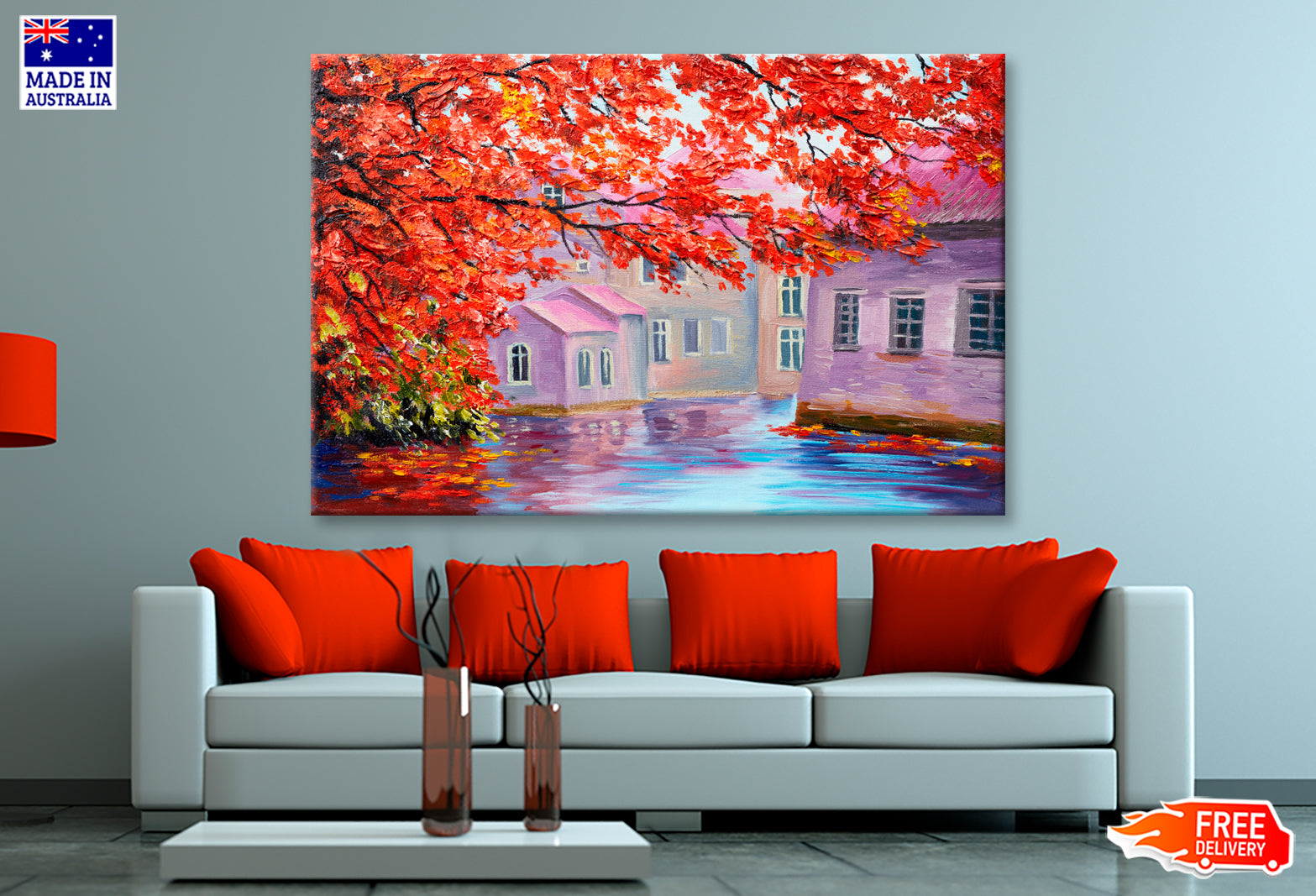 Colorful Autumn Trees, Impressionism Art Oil Painting Limited Edition High Quality Print