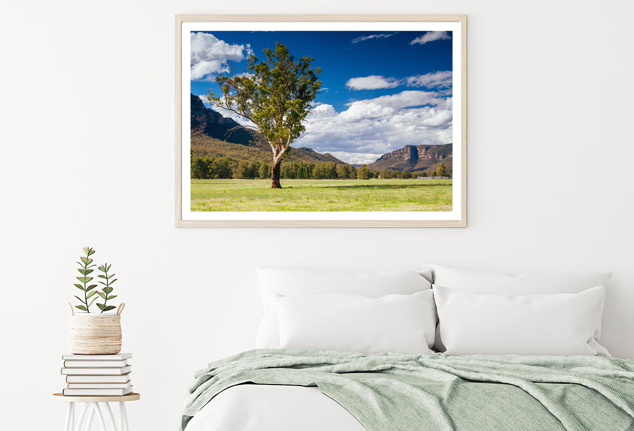 A Cloudy Sky and Mountains with Grass and Meadows Home Decor Premium Quality Poster Print Choose Your Sizes