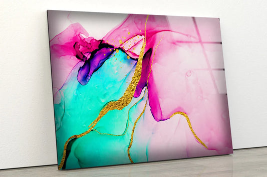 Pink & Gold Abstract UV Direct Aluminum Print Australian Made Quality