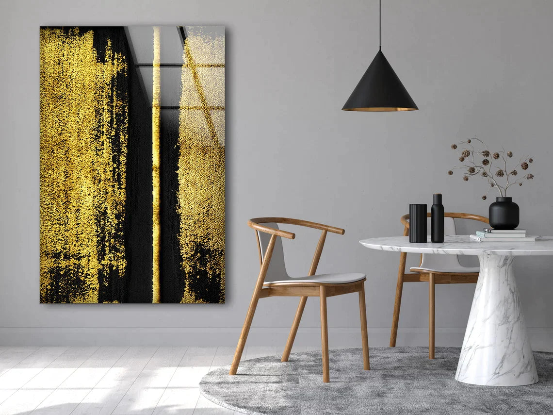 Gold Black Abstract UV Direct Aluminum Print Australian Made Quality