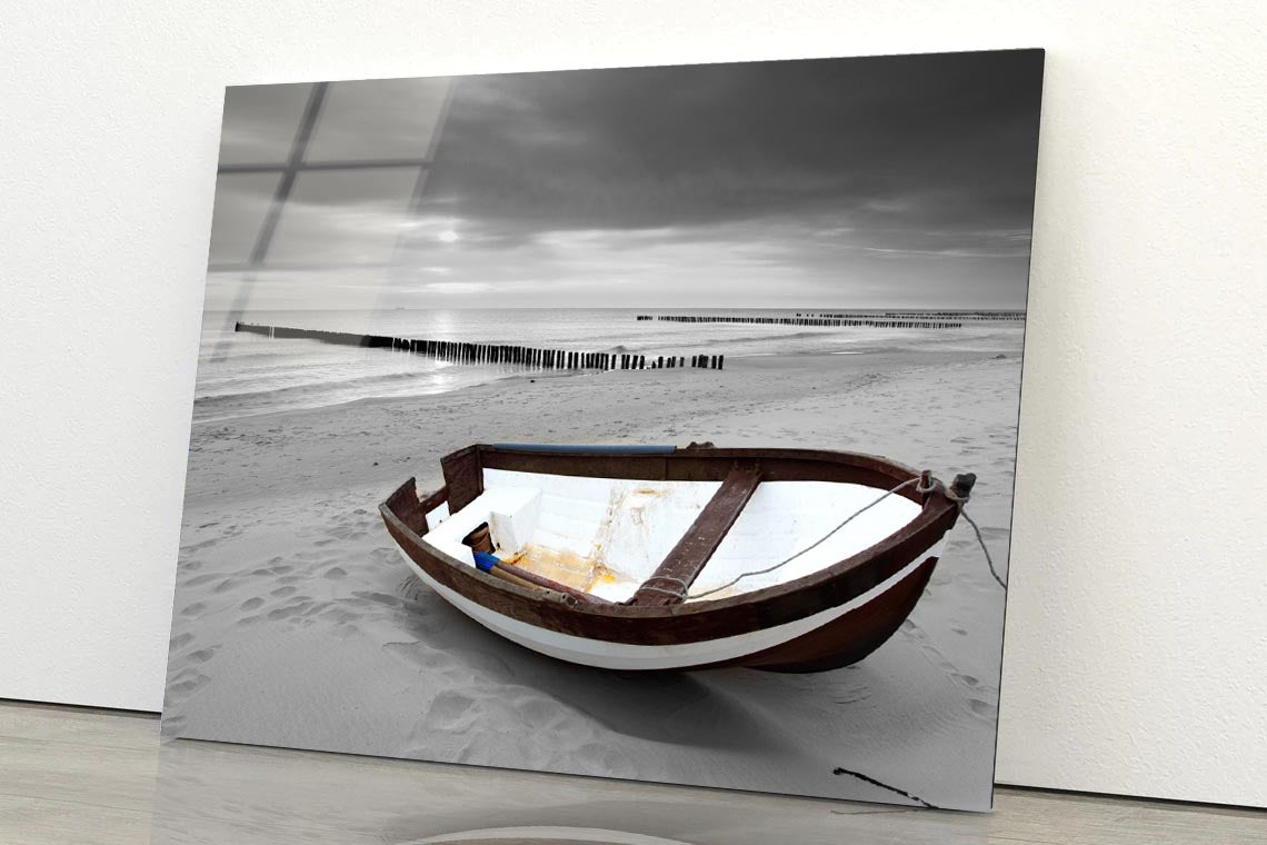 Boat On Beach Acrylic Glass Print Tempered Glass Wall Art 100% Made in Australia Ready to Hang