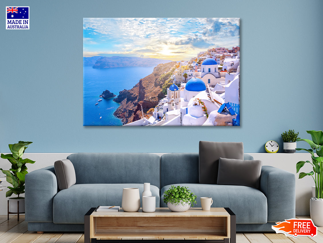 Sunrise In Oia Santorini Greece Print 100% Australian Made - Bella Home Decor