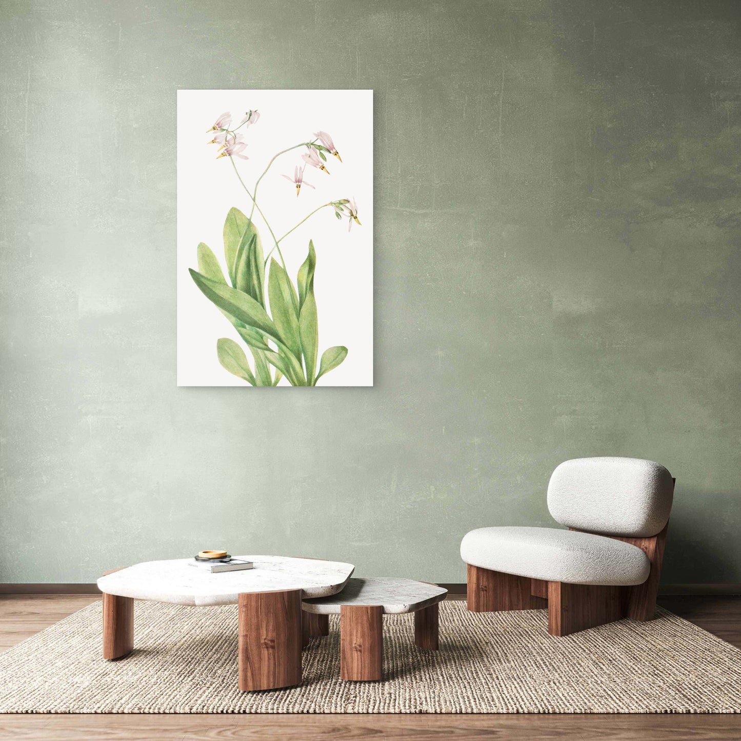 Pink Wildflower Plant Sketch 60x90cm Metal Print Ready to Hang - Bella Home Decor