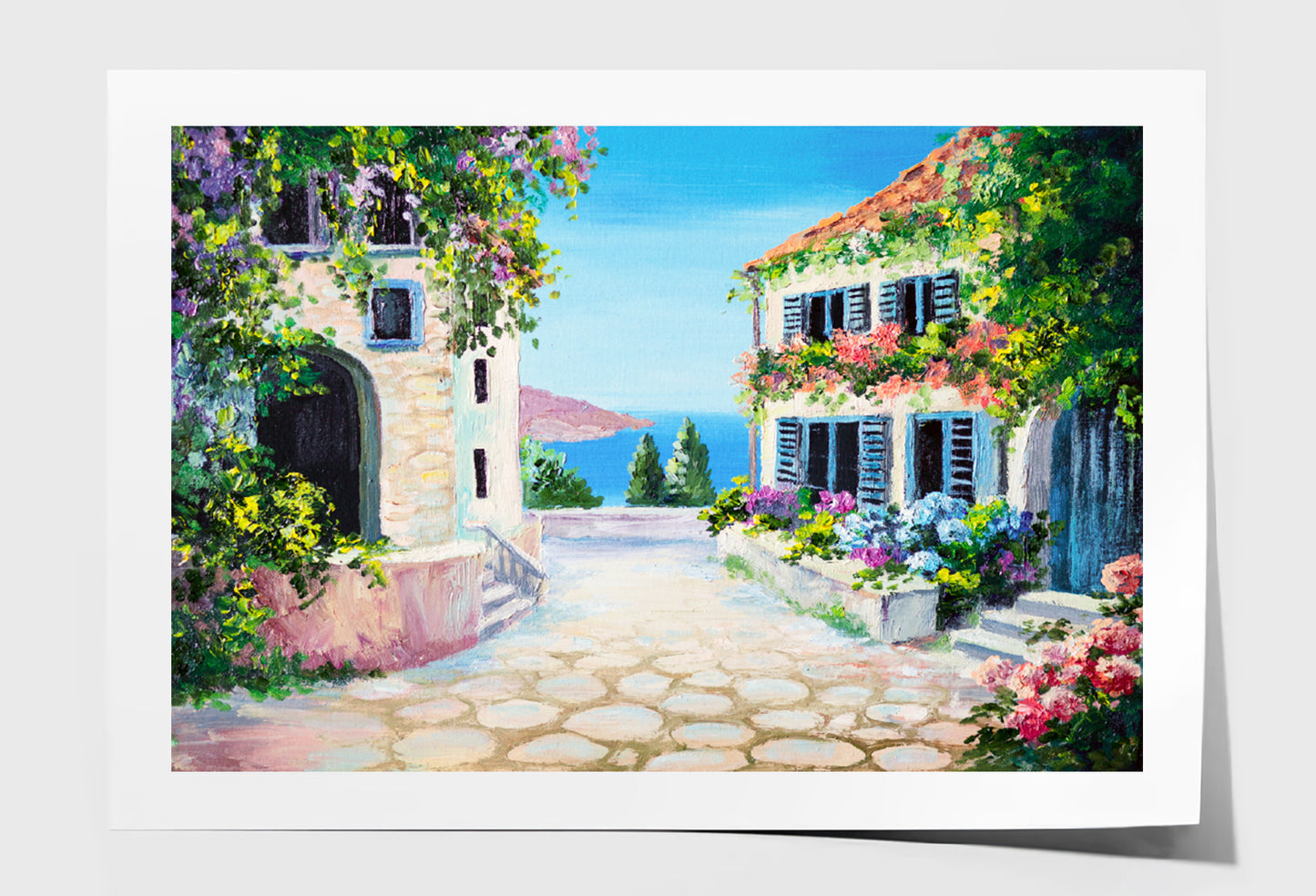 House Near The Sea Oil Painting Limited Edition High Quality Print Unframed Roll Canvas None