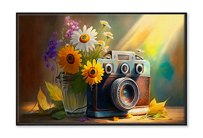 Camera with Fresh Flowers & Sun Wall Art Limited Edition High Quality Print