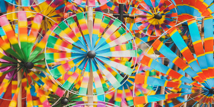 Rainbow Wind Spinner Pinwheels Wall Art Canvas Office Home Room Framed 120x60cm - Bella Home Decor