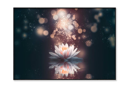 White Flower Floating in The Water with Sparkles Home Decor Premium Quality Poster Print Choose Your Sizes