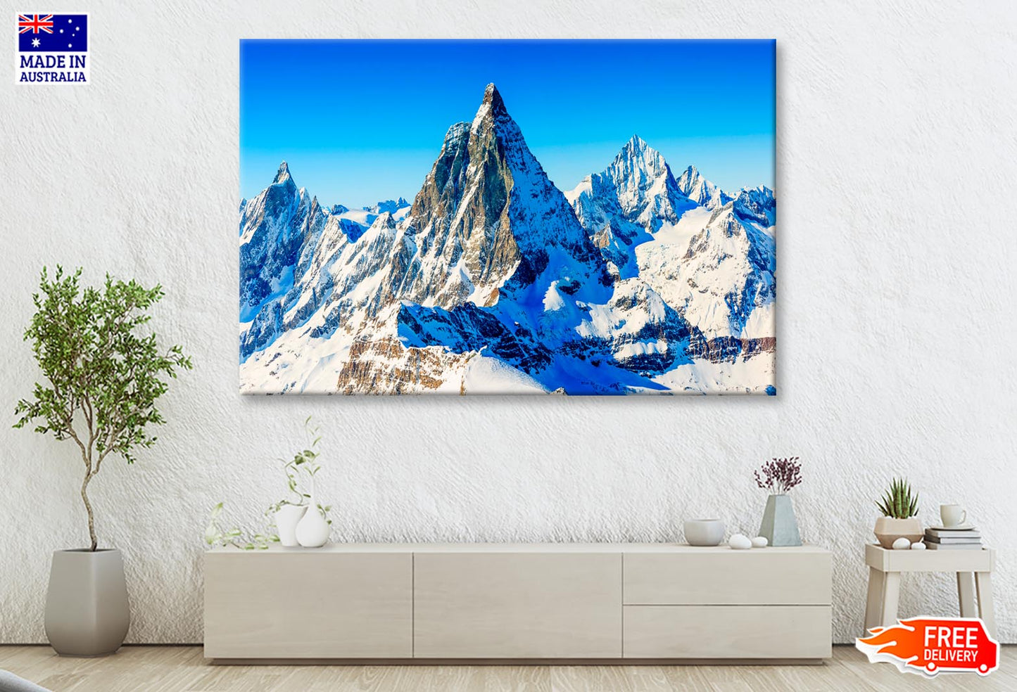 Mountain Tops, Alpine Mountains, Ski Resort View  Wall Art Decor 100% Australian Made - Bella Home Decor